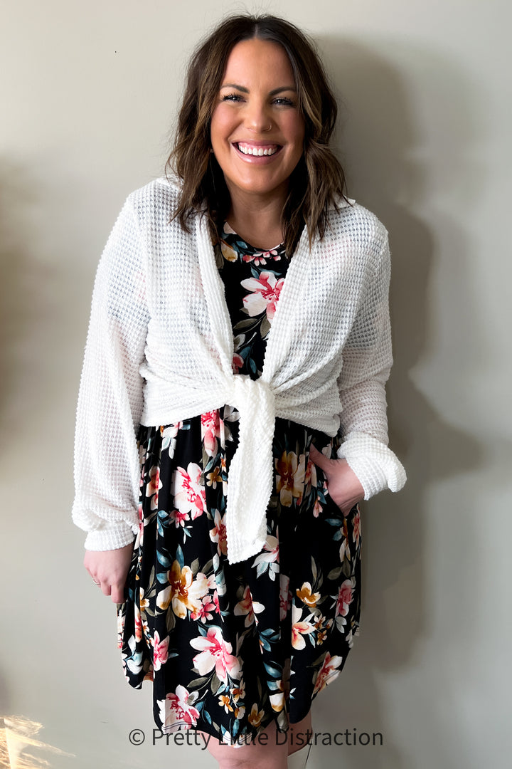 Tied To You Balloon Sleeve Cardigan