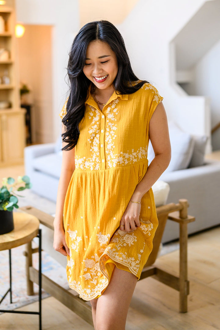 Marigold Embroidered Dress