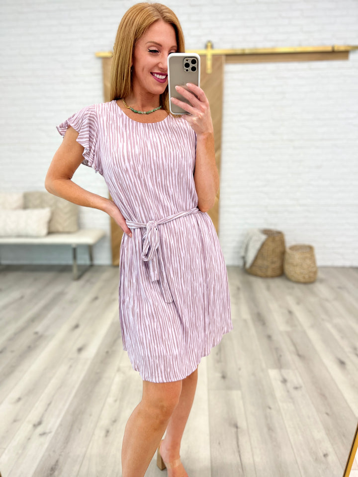 Sandra Striped Flutter Sleeve Dress