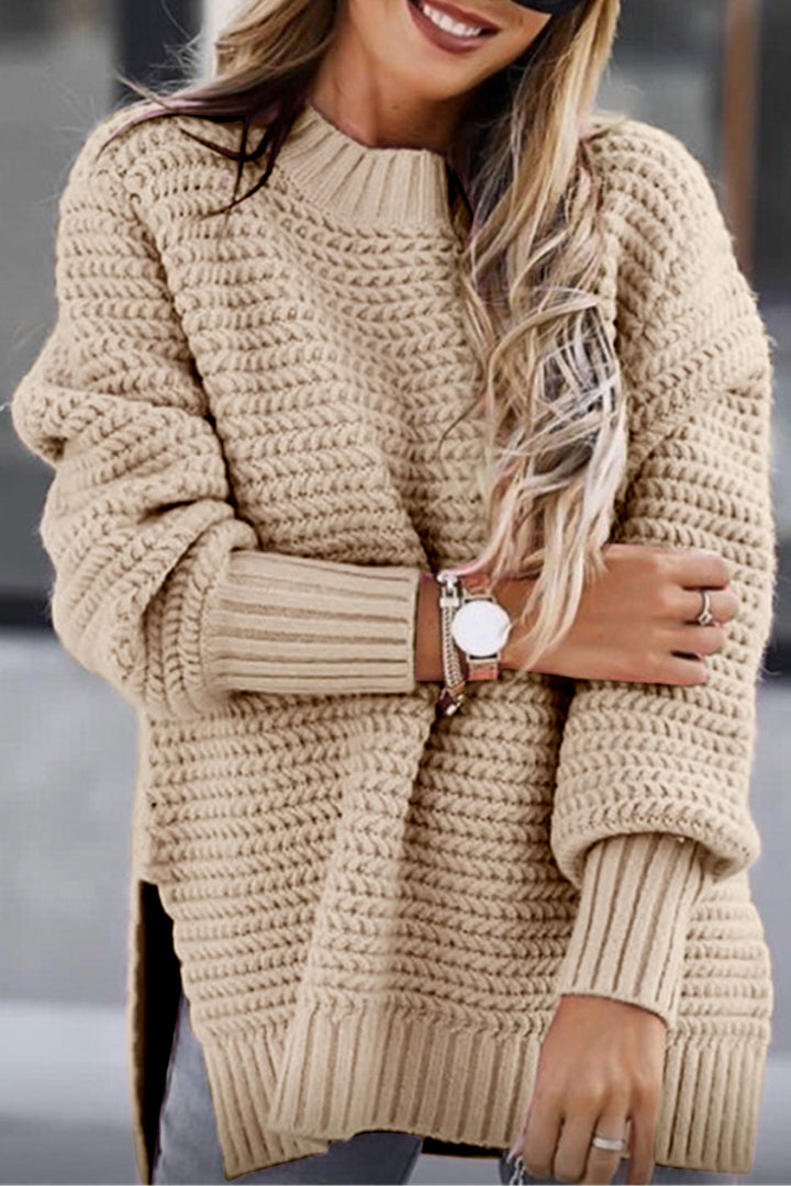 PRE-ORDER: Round Neck Slit Sweater