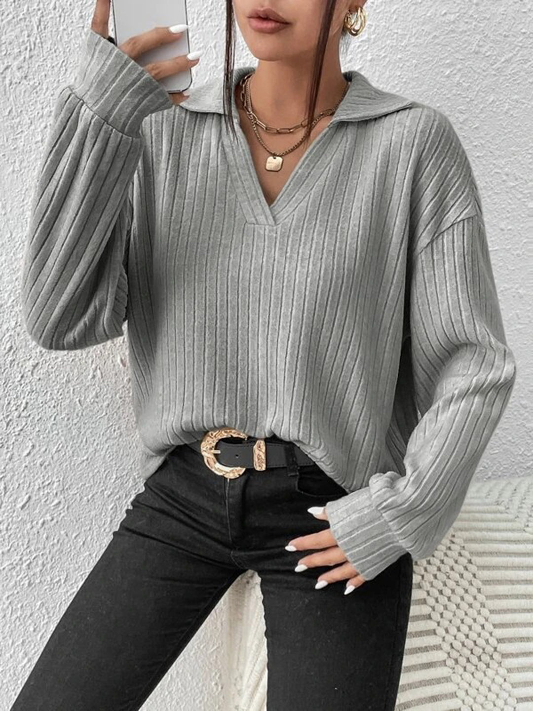 PRE-ORDER: Johnny Collar Ribbed Top