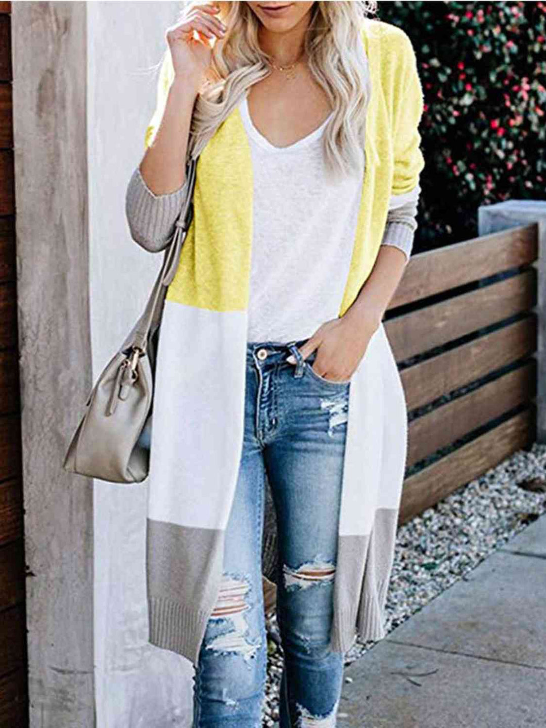 PRE-ORDER: Color Block Open Front Longline Cardigan
