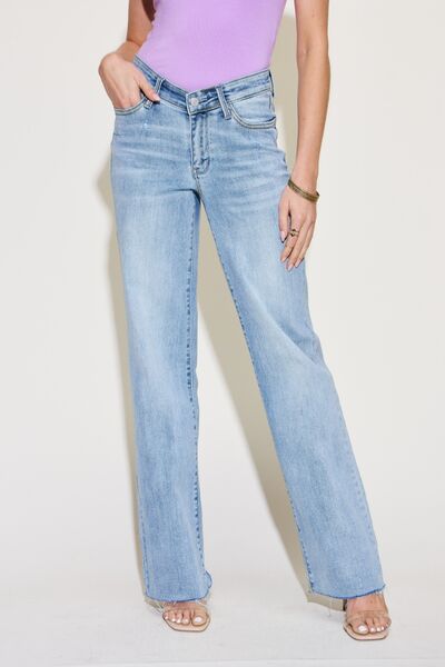 Pre-Order: Judy Blue Full Size V Front Waistband Straight Jeans
