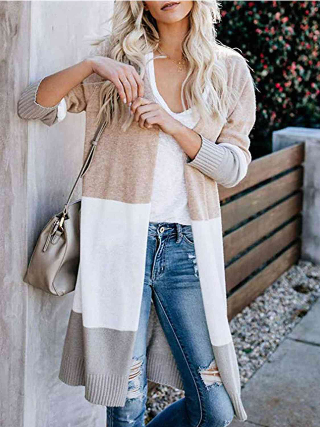 PRE-ORDER: Color Block Open Front Longline Cardigan