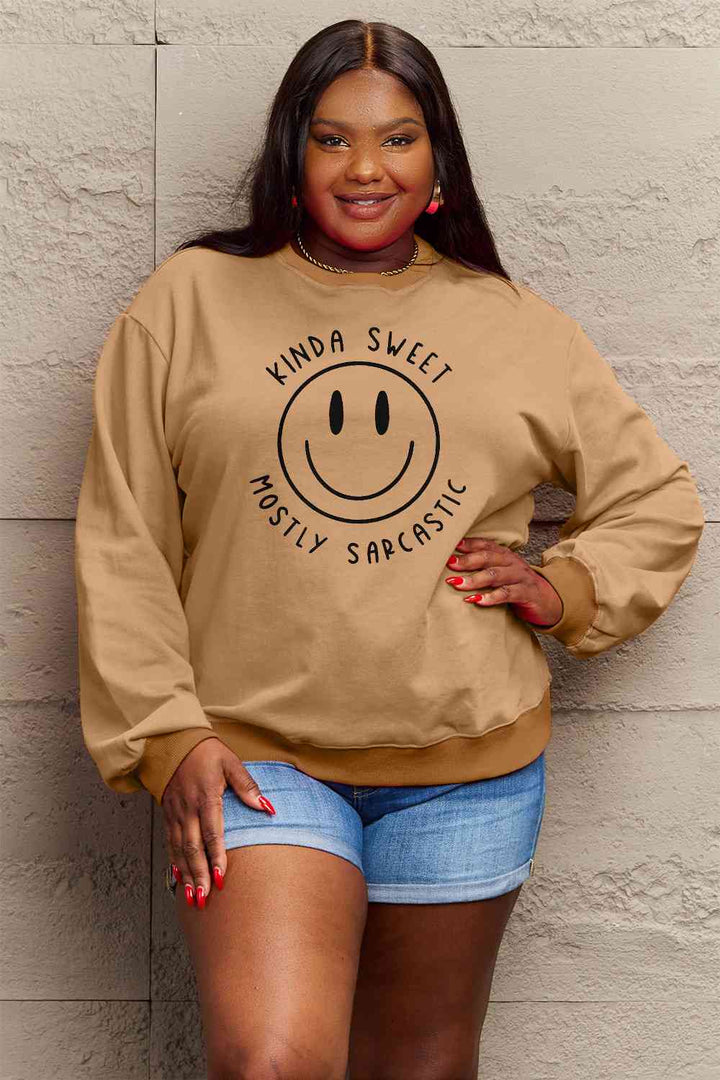 Simply Love Full Size Smiling Face Graphic Sweatshirt
