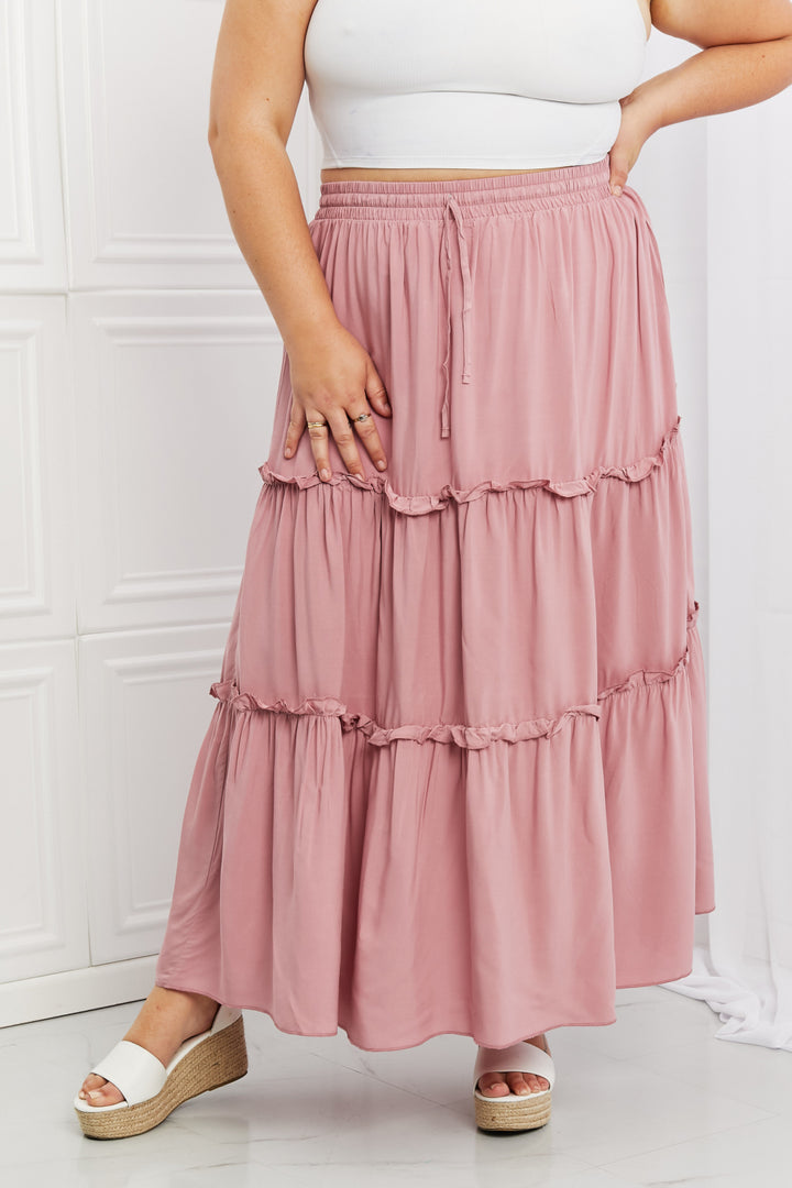 Summer Days Ruffled Maxi Skirt in Mauve