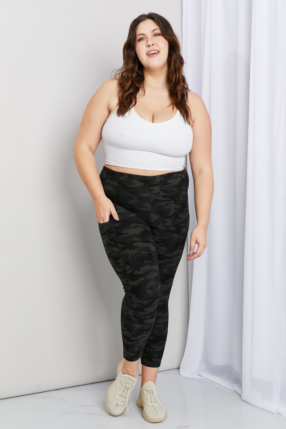 Camouflage Wide Waistband Pocket Leggings