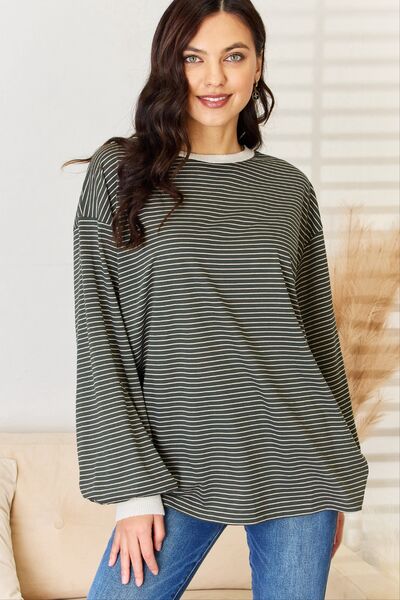 PRE-ORDER: And The Why Oversized Striped Contrast T-Shirt