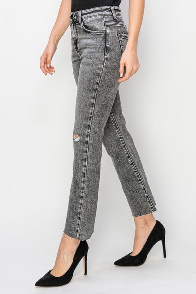PRE-ORDER: RISEN High Waist Distressed Straight Jeans