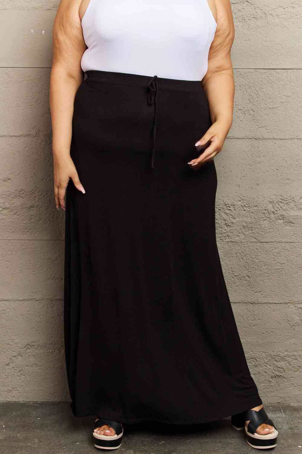 PRE-ORDER: Culture Code For The Day Flare Maxi Skirt in Black