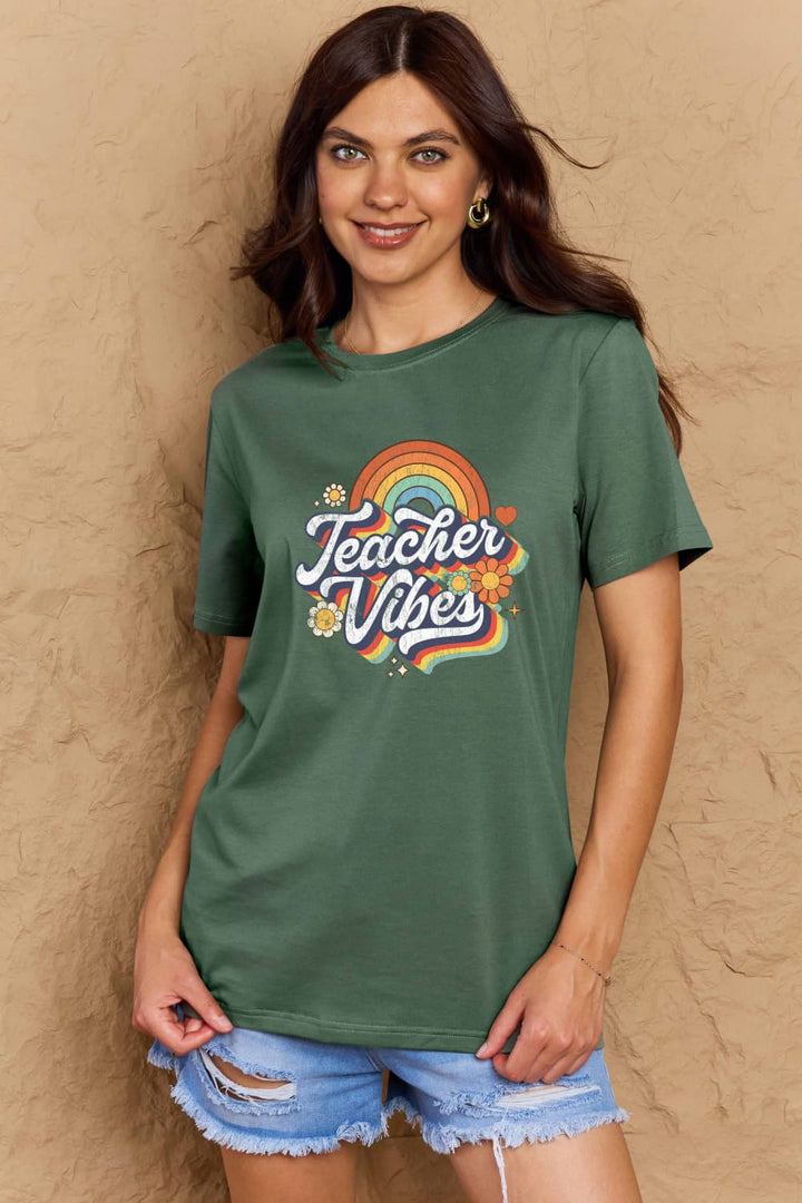 Simply Love Full Size TEACHER VIBES Graphic Cotton T-Shirt