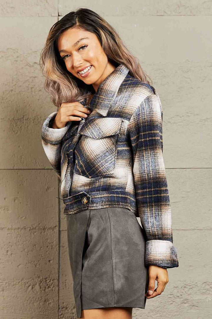 PRE-ORDER: Put In Work Semi Cropped Plaid Shacket