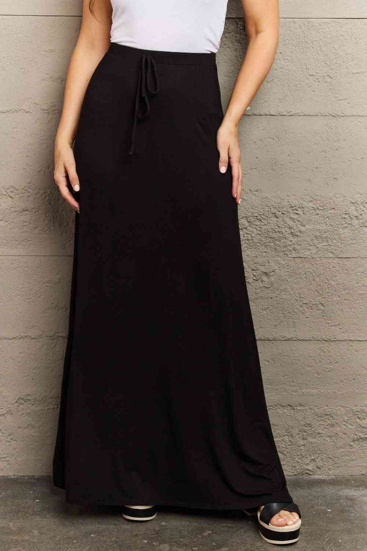 PRE-ORDER: Culture Code For The Day Flare Maxi Skirt in Black