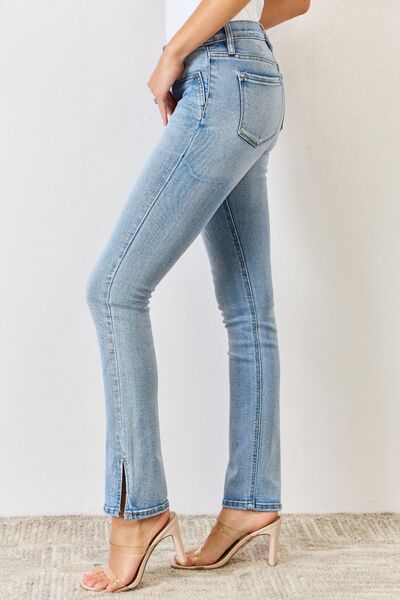 PRE-ORDER: Kancan Full Size Mid Rise Y2K Slit Bootcut Jeans
