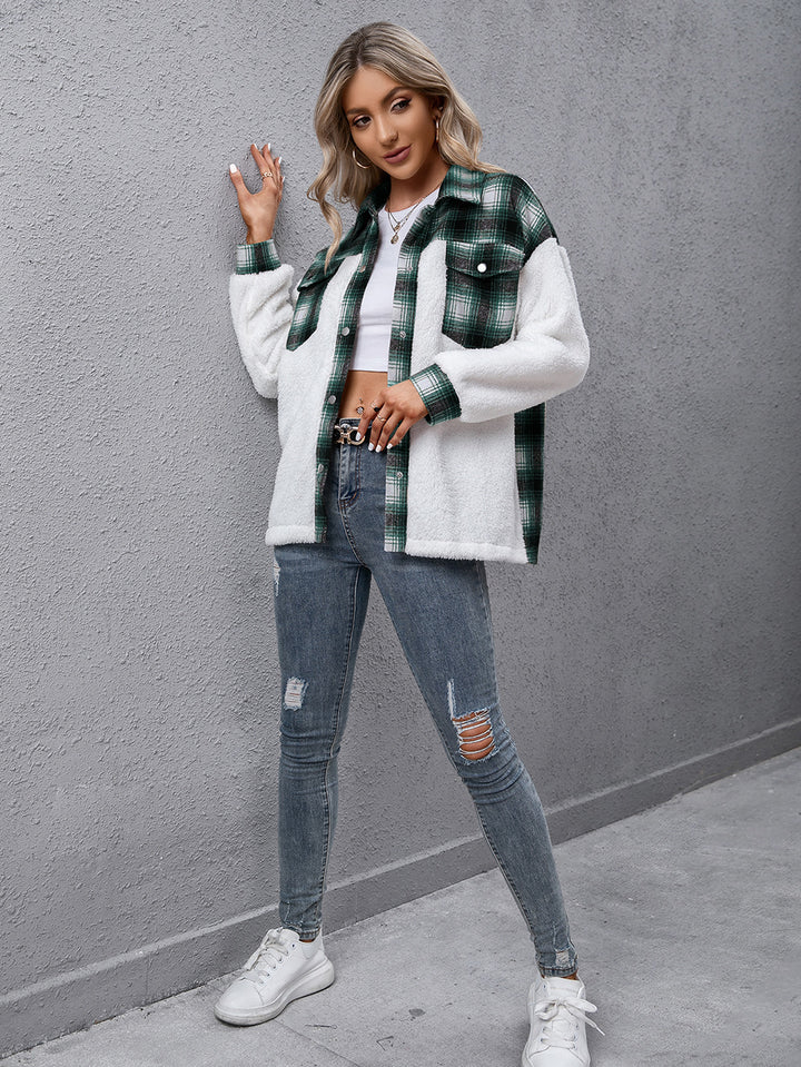 PRE-ORDER: Plaid Collared Neck Button Down Jacket