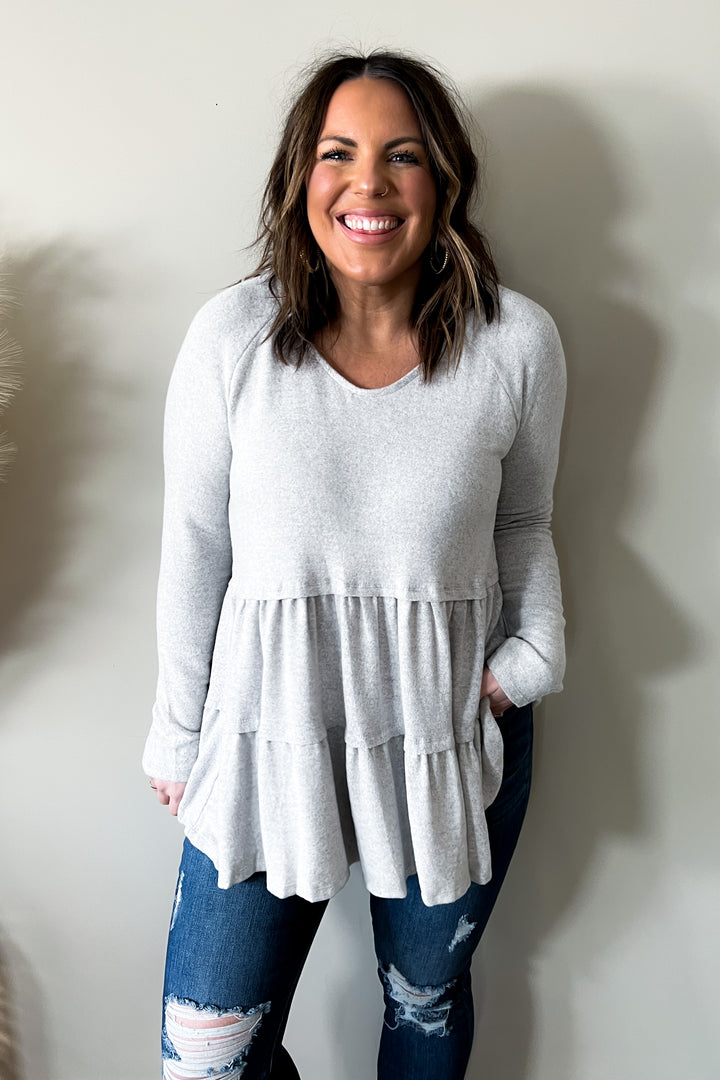 Nicely Done Tiered Top in Gray