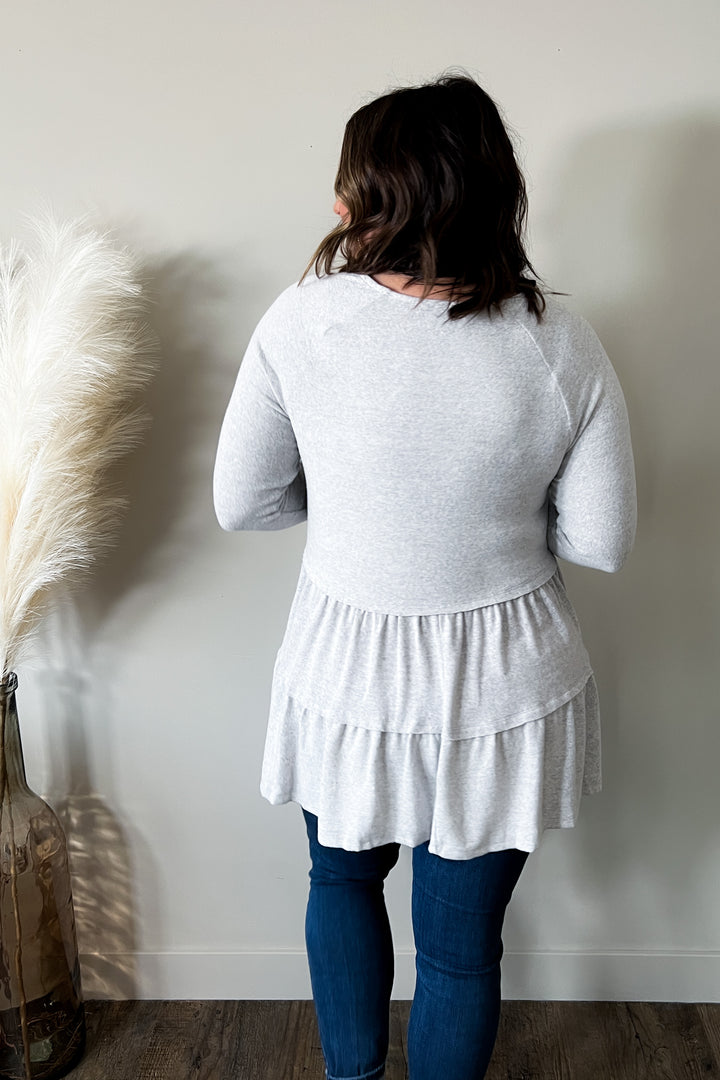 Nicely Done Tiered Top in Gray